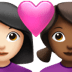 👩🏻‍❤️‍👩🏾 couple with heart: woman, woman, light skin tone, medium-dark skin tone display on Apple